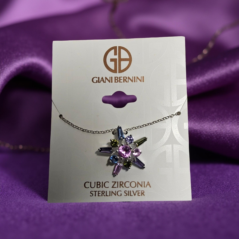 NWT Giani Bernini Strrling Silver Multi Color Burst Necklace